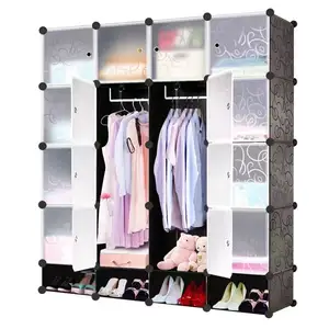 Простой складной шкаф для одежды модный расширяемый пластиковый куб шкаф со стойкой для обуви для спальни