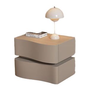 Trendige Designs Skandinavischer Stil Geräuschlose Gleitschienen Massivholz Nachttisch mit LED-Nachtlicht Nachtkonsole - Product Image 4