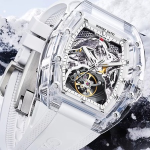 BG6001 Men Automatic <b>Watch</b> Transparent Tonneau Case <b>Mechanical</b> Wristwatch Luminous Fluororubber Strap Mount Everest Dial - Product Image 4