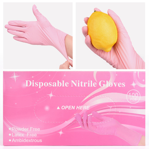 KADS Pink Disposable Nitrile Gloves 100pcs Box Waterproof Anti-slip For Nail Salon Beauty Food Safe Household Cleaning - Product Image 1