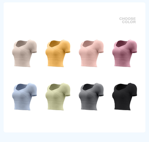 Prix d'usine – Haut de sport pour femme, sensation seconde peau, anti-humidité, extensible dans les 4 sens, rembourré, pour yoga, gym, sport et course à pied - Product Image 4