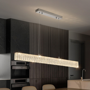 Bar en cristal moderne <span class=keywords><strong>LED</strong></span> pour décoration <span class=keywords><strong>de</strong></span> table à manger Lustre <span class=keywords><strong>de</strong></span> luxe pour chambre Luminaire Suspension en acier inoxydable - Product Image 2