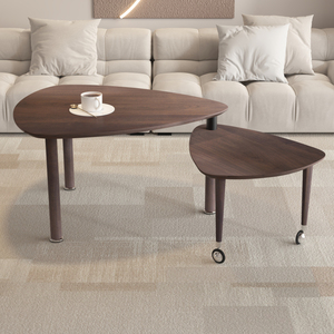 Table basse moderne avec pieds en bois massif, rotative, pour salon - Product Image 1