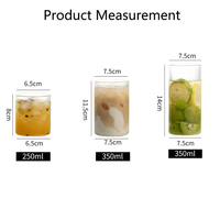 Ensemble de gobelets en verre borosilicate côtelé 250 ml 350 ml, résistants à la chaleur, à rayures verticales, transparents, pour café, jus, eau