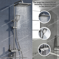 Système de douche à effet pluie en laiton de luxe pour salle de bain, noyau de valve en céramique, pomme de douche de 12 pouces, cascade, 4 voies, eau froide et chaude, ensemble de douche à touches de piano