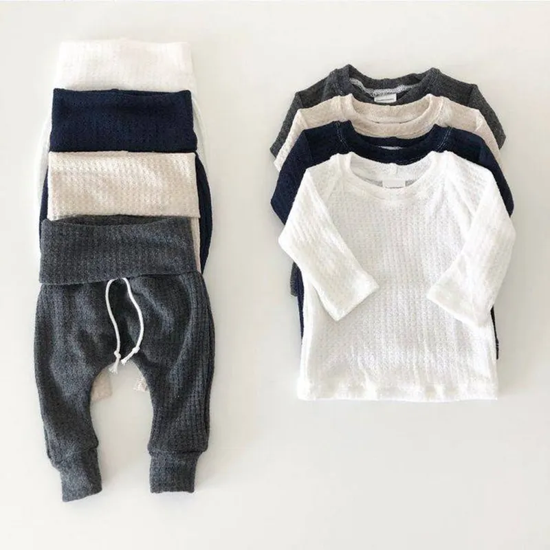 Costume pour bébé uni avec design gaufré, ensemble unisexe, vêtements pour dormir tout-petit, rampant, dédiée aux hommes et femmes