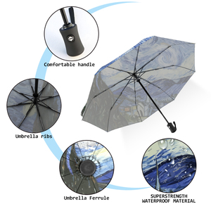 Wholesale Iron <b>Frame</b> Glass Fiber 8-Rib Pongee UV Protection Fully-Automatic Reverse Folding Manual Control Windproof Umbrella - Product Image 4