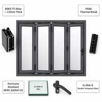 Ventana Plegable de Fábrica JUNYAO, Certificación CE NFRC 6063-T5, Resistente a Huracanes, Aislamiento Térmico PA66, Doble Acristalamiento Low-E, OEM para Viviendas Residenciales