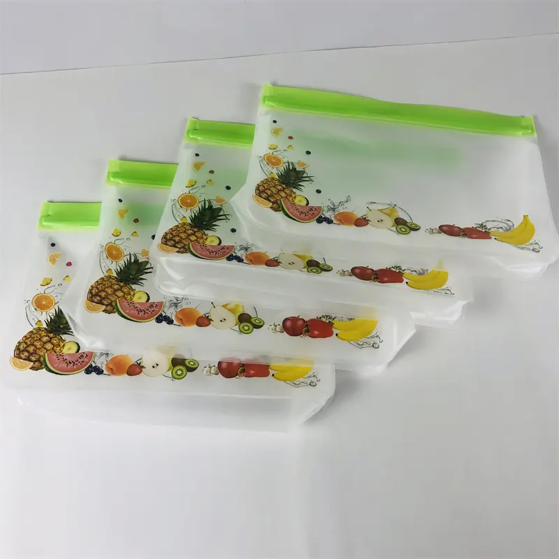 Aangepaste Bedrukking Herbruikbare Matte Matte Ziplock Eva Voedselzak Voor Fruitgroente Viskralen