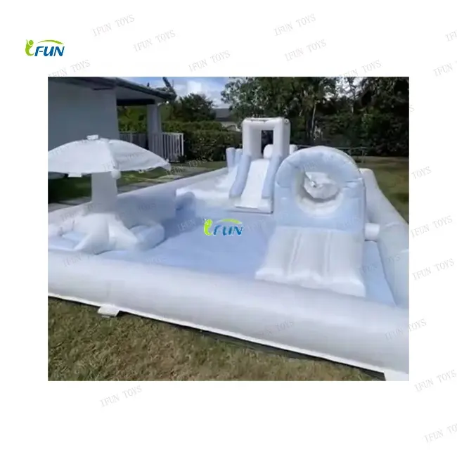 볼 구덩이와 슬라이드가있는 상업용 흰색 바운스 하우스 어린이를위한 미니 풍선 바운스 성 장애물 코스