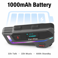 Headphone Bluetooth 5.1 ABS untuk Motor, Headset Helm Motor Nirkabel, Speaker dengan Fungsi Pengingat Tampilan Daya Baterai