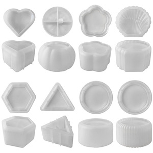 Juego de moldes de silicona para tarros de velas de 13 estilos con tapas, caja de almacenamiento de resina de hormigón de yeso, moldes redondos de silicona para ollas con tapa - Product Image 2