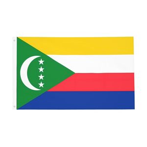 Bandera de <span class=keywords><strong>Comoras</strong></span> 3x5 pies, Poliéster 100D, Resistente a la Decoloración, Colores Vivos, Personalizable, Dos Ojales de Latón, Para Interiores y Exteriores, Venta al por Mayor de Fábrica - Product Image 1