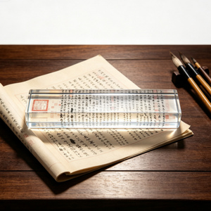 Figurina da Scrivania in Cristallo di Vetro Ecologico con Stampa di Scrittura Tradizionale Cinese, Incisa e Intagliata, di Airose - Product Image 4
