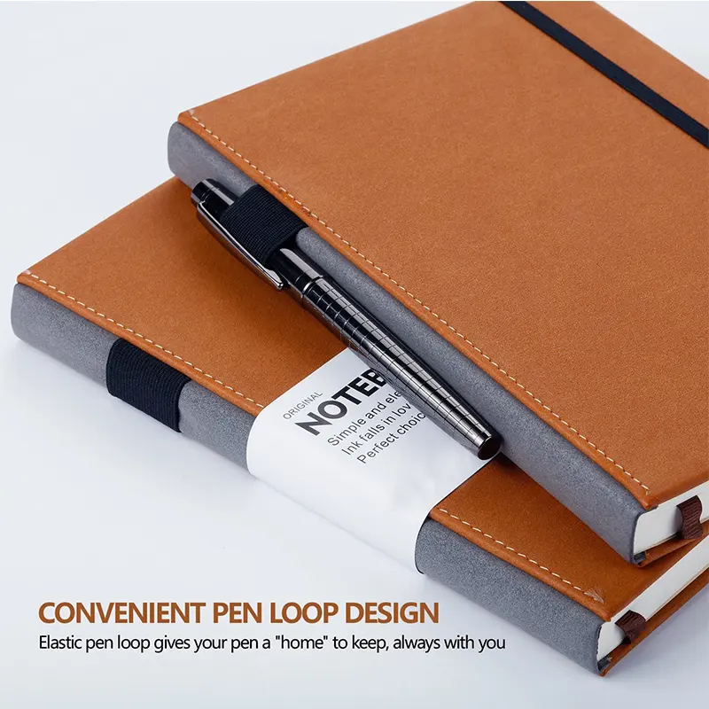 Cuaderno clásico de cuero de imitación y planificador, cubierta dura, 120Gsm, papel grueso Premium con bolsillo interior