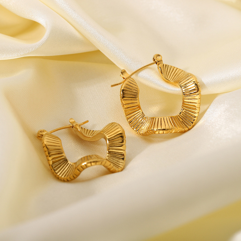 Fashion Natural Stone Hoop Earrings 14K