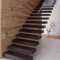 Escaliers flottants en bois dur massif Solution d'escalier droit minimaliste sans cadre pour intérieur extérieur pour salon usage extérieur