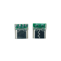 유형 C 16 핀 암 커넥터 PCB 보드 솔더 터미널 장착 이중 5.1K 저항 10mm 길이 USB 커넥터