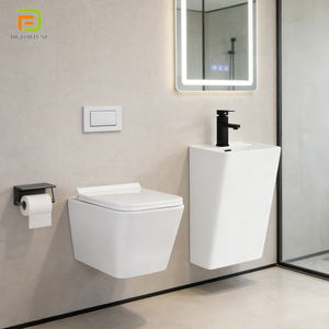 Lavabo mural de salle de bain de haute qualité, vasque en céramique rectangulaire suspendue au mur, équipement sanitaire - Product Image 5