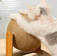 Grattoir à chat en bois boule à gratter pour chat en sisal 2 en 1 résistant à l'usure jouet de patte de meulage planche à gratter grattoir en bois massif pour chats