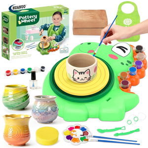 Ruota di ceramica dinosauro per bambini completa pittura ceramica Kit di arti e mestieri giocattoli Air Dry argilla arte ceramica macchina ruota - Product Image 1