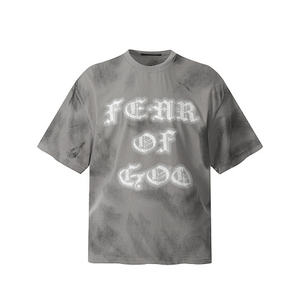 Camiseta de manga corta de algodón puro FOG ESS para hombre y mujer con estampado de letras y efecto de teñido y lavado con arena y barro. - Product Image 4