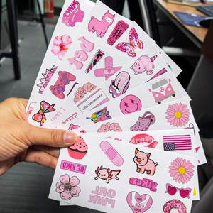 สติกเกอร์ติดตัวลายการ์ตูนน่ารัก 8 แผ่น ชุดลายรถบรรทุกมอนสเตอร์สีชมพู สำหรับเด็ก ลายสักชั่วคราว - Product Image 6