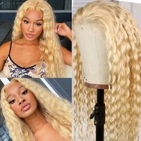Perruque Full Lace Deep Wave naturelle Blonde 613, 30 pouces, perruque Lace Frontal Wig transparente Deep Wave
