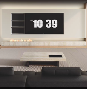 <span class=keywords><strong>Meuble</strong></span> <span class=keywords><strong>TV</strong></span> en bois moderne avec panneau en pierre d'<span class=keywords><strong>angle</strong></span> Haitang circulaire, <span class=keywords><strong>meuble</strong></span> au sol/plafond, courbe cintrée personnalisée, salon, hôtel - Product Image 1