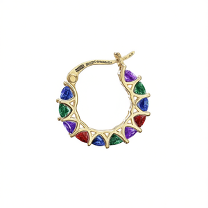 Boucles d'oreilles créoles plaquées or de la collection Bosso avec zircon, design géométrique, pour femme, style bohème, idéales pour les soirées - Product Image 1