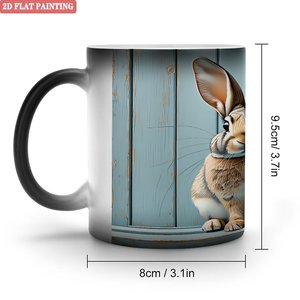 <b>Ceramic</b> Mug 11oz Frosted Black Color Changing Magic <b>Cup</b> For Cappuccino Lovers - Product Image 1