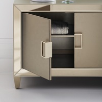 Support TV de luxe en bois massif Console murale réglable Verre miroir en cristal écrasé pour meuble TV Home Media Mogul