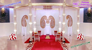 Mandap romano dorado para boda india, accesorio para boda con temática romana, de fibra, para Reino Unido, elegante - Product Image 6