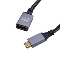 Câble en aluminium 4K 60Hz Mini HDTV vers HDTV femelle HDR 3D 18Gbps Compatible avec Raspberry Pi Zero DSLR Camera caméscope
