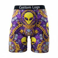 Boxers pour hommes personnalisés, style Alien jaune, avec imprimé billet de banque et chaîne dorée, en soie glacée douce et respirante, vente en gros
