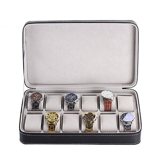 Customized Logo PU Leather Velvet <b>Watch</b> Display Storage Box 2 3 6 10 12 Slots <b>Watch</b> Travel <b>case</b> Box - Product Image 1
