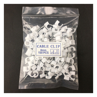 Clips de câble en plastique 100 pièces/sac, clips de maintien de câble en PE, polybag avec étiquette, clips de câble à clou