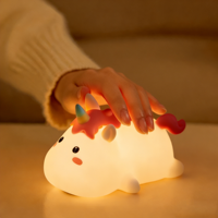 Lampe de chevet en silicone licorne mignonne, rechargeable par USB, avec capteur tactile, 7 couleurs, intensité réglable, pour chambre d'enfant, décoration de chambre à coucher