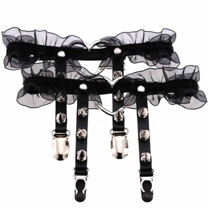 <span class=keywords><strong>Jarretelles</strong></span> <span class=keywords><strong>en</strong></span> dentelle pour femmes, 1 pièce, anneau de jambe cloutée, élastique, Sexy, mat - Product Image 4