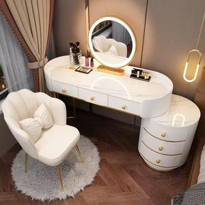 Luxury Modern Minimalist <strong>Dressing</strong> <strong>Table</strong> for Master Bedroom LED Lighted Mirror <strong>Compact</strong> Storage Cabinet Hotel-Style Design - Product Image 1