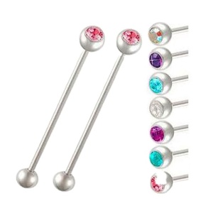 Boucles d'oreilles barbell en acier inoxydable Gem Industrial, bijoux de corps tendance pour mariage, fiançailles, piercing orthodoxe - Product Image 1