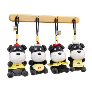 Portachiavi in peluche Schnauzer, ciondolo per borsa <span class=keywords><strong>a</strong></span> forma di cucciolo, all'ingrosso, morbido portachiavi per bambini, borsa, borsetta, zaino, borsetta <span class=keywords><strong>a</strong></span> mano - Product Image 1