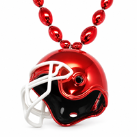 Collier de perles de football en plastique personnalisé de 33 pouces avec pendentif casque 3D, couleurs d'équipe, pour fans de sport, fête du Mardi Gras, vente en gros