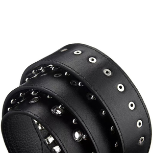 Sabuk Kulit PU Punk Bullet Rivet untuk Pria, Gesper Pin Alloy Keren, Sabuk Pinggang Heavy Duty yang Dapat Disesuaikan untuk Pakaian Rock Street Hip Hop - Product Image 4