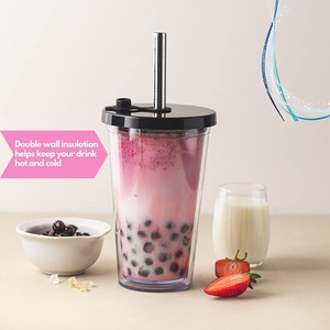 Reusable <b>Bubble</b> Tea Cup Smoothie Cup 17 OZ 20 OZ <b>Boba</b> Cup Plastic Water Bottle Tea Infuser Bottle Tea Milk Tumbler - Product Image 3