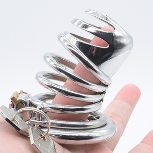 FRRK-15B Jaula de Castidad Masculina Grande de Acero Inoxidable, Jaula de Castidad Resistente y Cómoda con Candado, Jaula para Pene Grande BDSM para Hombres - Product Image 1