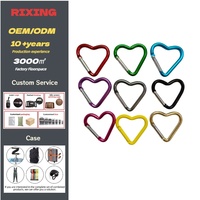 Porte-clés en forme de cœur, mini mousqueton en aluminium durable, à dégagement rapide, avec verrouillage automatique, forme en D, crochet à ressort