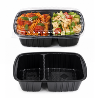 Boîte à bento personnalisée rouge et noire, jetable, compatible micro-ondes, sans BPA, pour sandwichs, pizzas, salades, pains, vente en gros