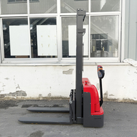 Chariot élévateur à palettes électrique à conducteur marchant pour allées étroites de 2 tonnes, chariot élévateur tout-terrain robuste pour entrepôt, transpalette portable