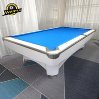 Fabrikpreis Amerikanischer 8ft 9ft Schiefer-Billardtisch für 9-Ball, Weißer Billardtisch mit Massivholzrahmen aus Eiche und Schiefer-Nivelliersystem